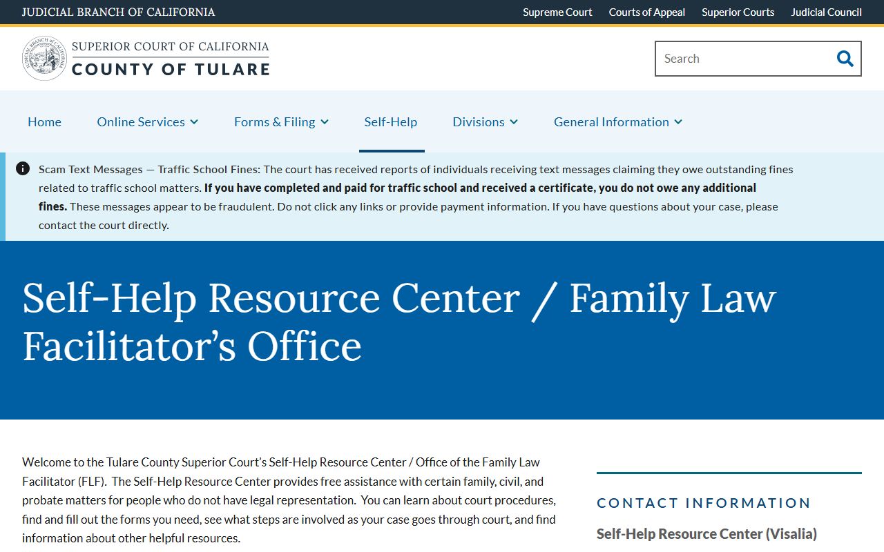 Tulare County Court Self-Help Center for court records help