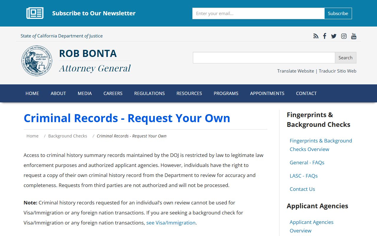 Tulare County criminal records - California DOJ criminal history record review