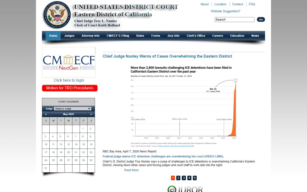 Tulare County Superior Court federal coverage - U.S. District Court Eastern District of California