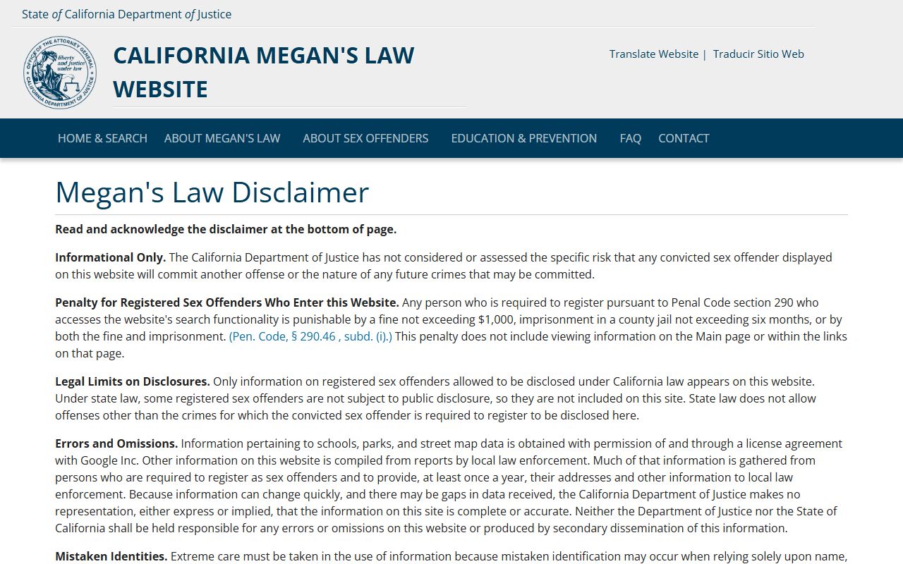 Tulare County inmate records - California Megan's Law sex offender registry